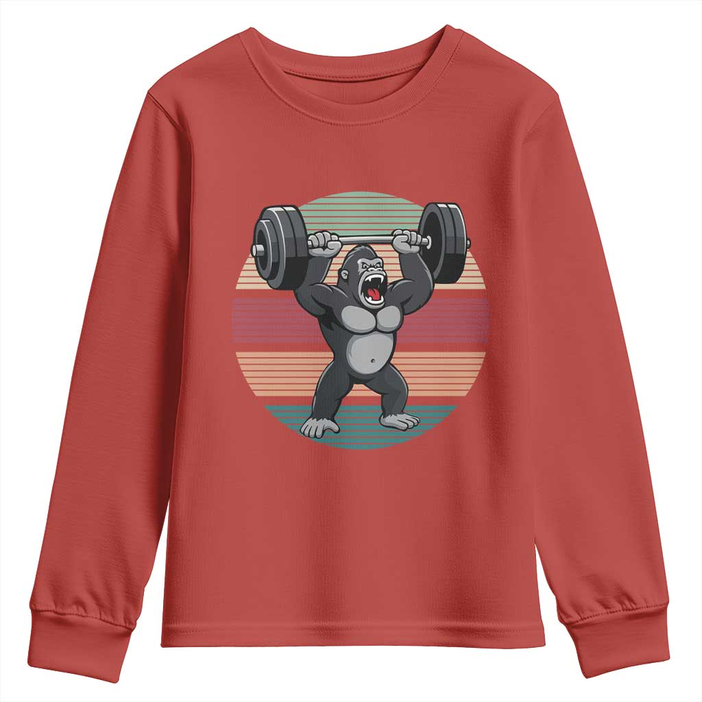 Fitness Lover Gift Youth Sweatshirt Powerlifting Gorilla Strength - Wonder Print Shop