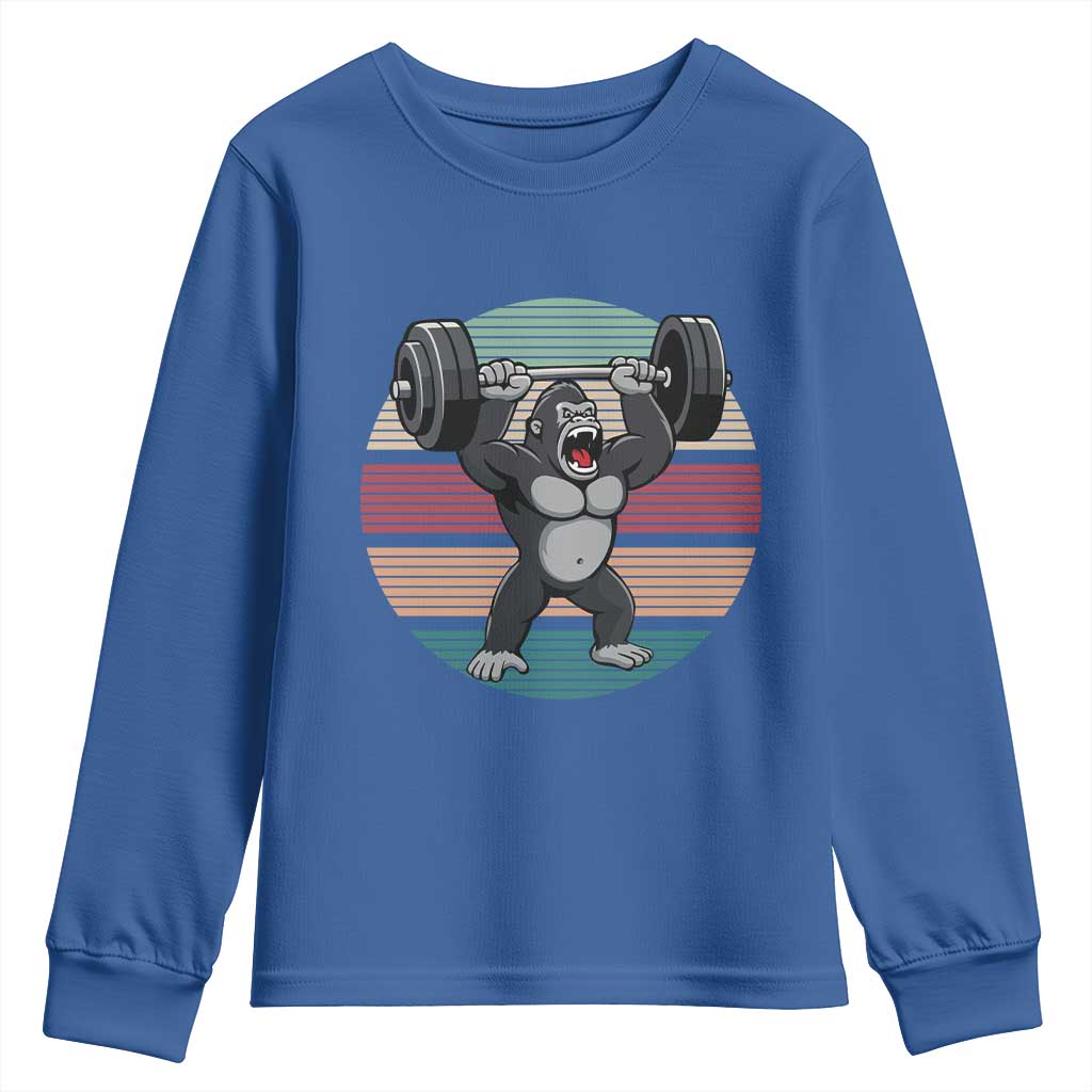 Fitness Lover Gift Youth Sweatshirt Powerlifting Gorilla Strength - Wonder Print Shop