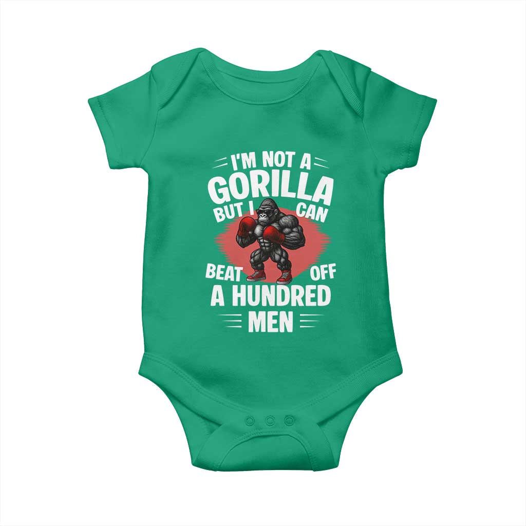 Funny Boxing Baby Onesie Not A Gorilla But I Can Beat Off A Hundred Men - Wonder Print Shop