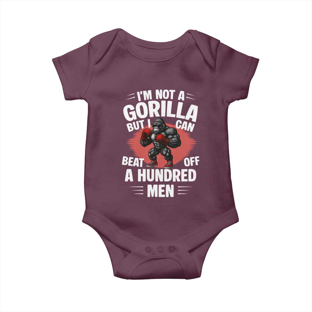 Funny Boxing Baby Onesie Not A Gorilla But I Can Beat Off A Hundred Men - Wonder Print Shop