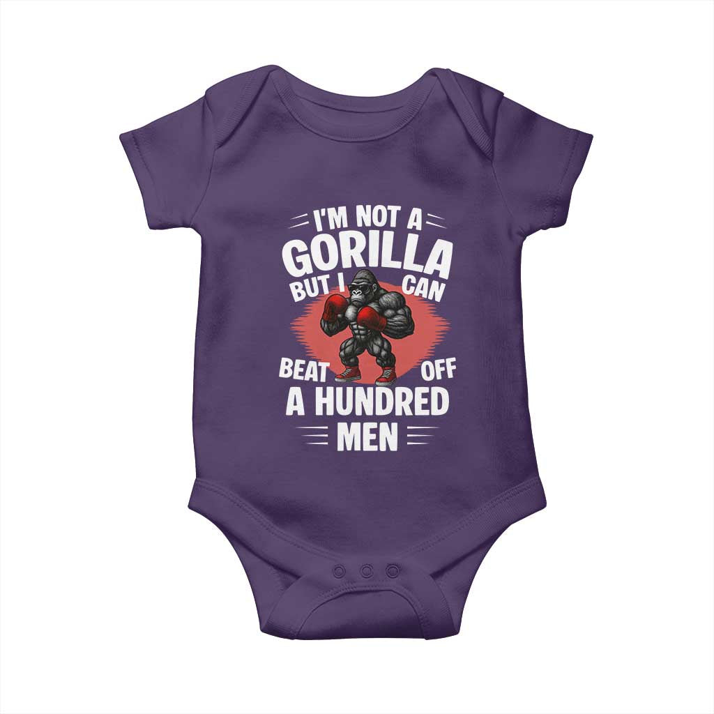 Funny Boxing Baby Onesie Not A Gorilla But I Can Beat Off A Hundred Men - Wonder Print Shop