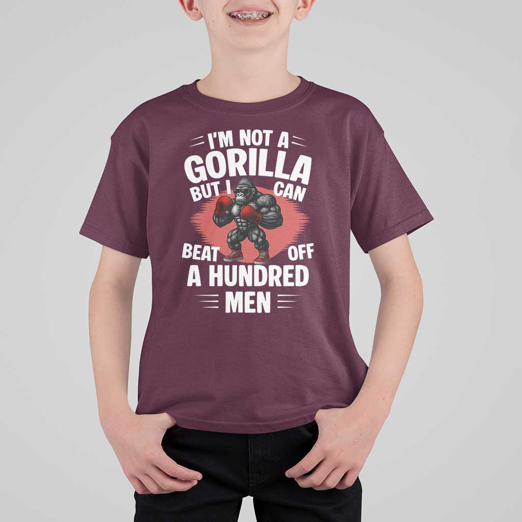 Funny Boxing T Shirt For Kid Not A Gorilla But I Can Beat Off A Hundred Men - Wonder Print Shop