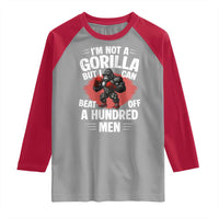 Funny Boxing Raglan Shirt Not A Gorilla But I Can Beat Off A Hundred Men - Wonder Print Shop