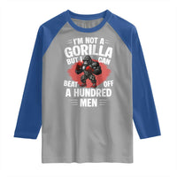 Funny Boxing Raglan Shirt Not A Gorilla But I Can Beat Off A Hundred Men - Wonder Print Shop