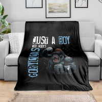 Just A Boy Who Loves Gorillas Throw Blanket Gorilla Lover Gift - Wonder Print Shop