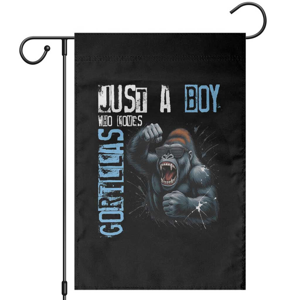 Just A Boy Who Loves Gorillas Garden Flag Gorilla Lover Gift - Wonder Print Shop