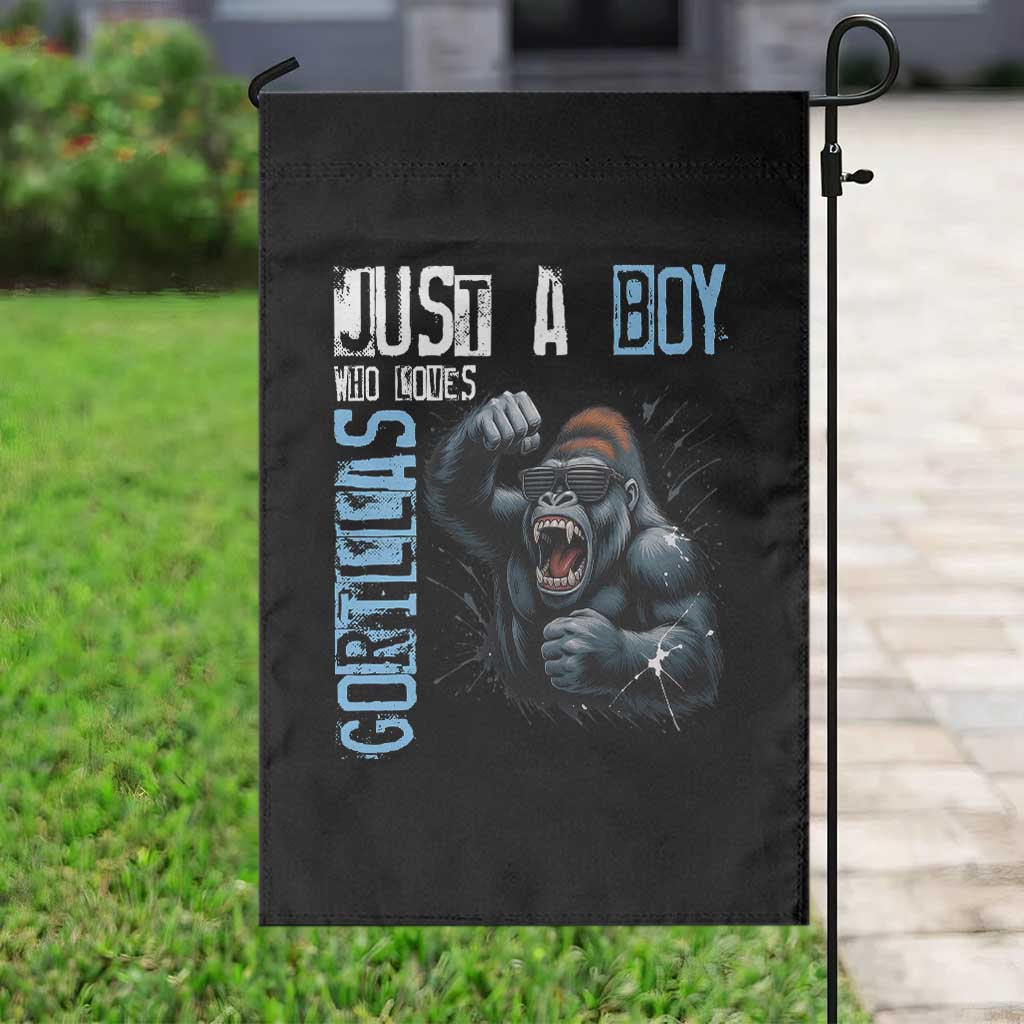 Just A Boy Who Loves Gorillas Garden Flag Gorilla Lover Gift - Wonder Print Shop