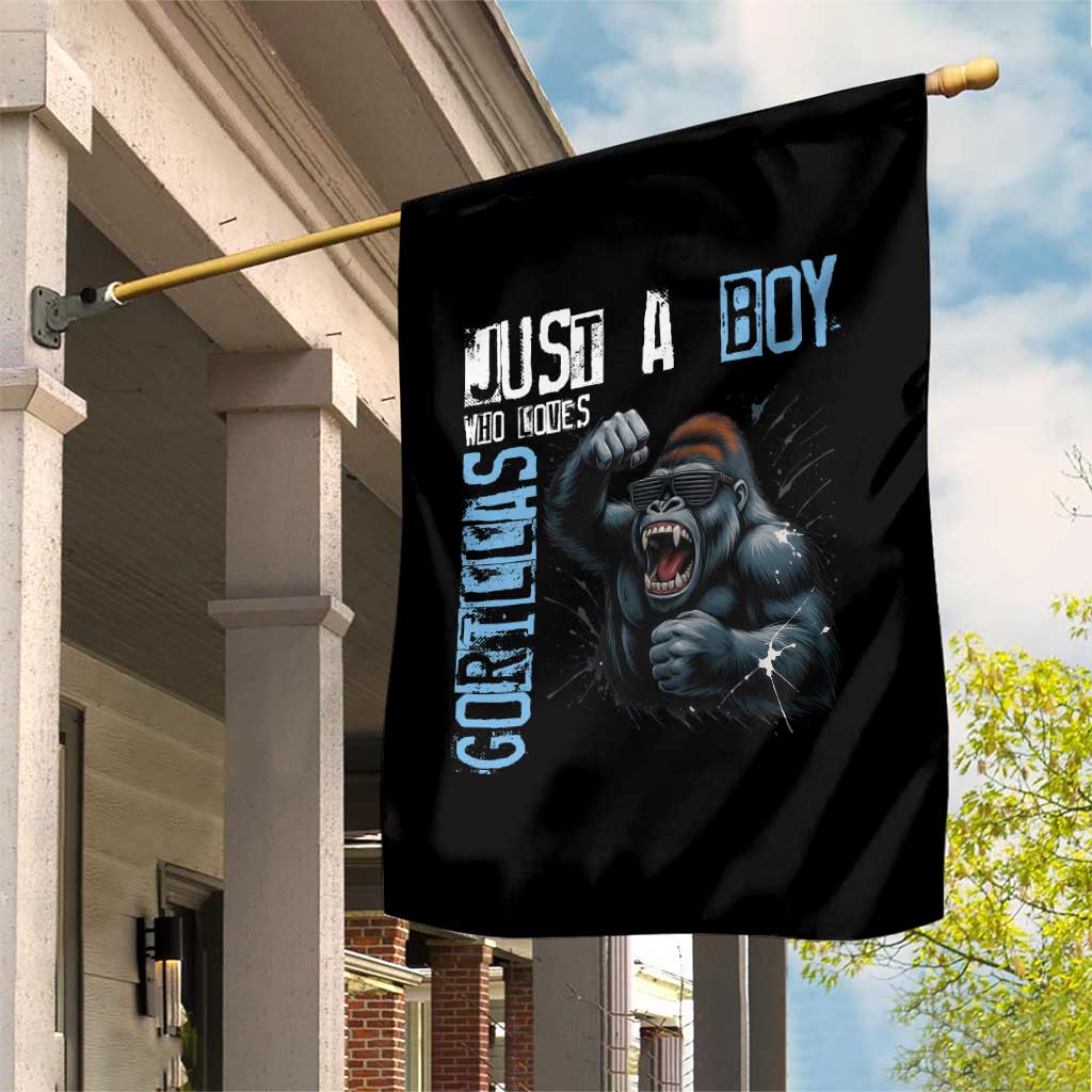 Just A Boy Who Loves Gorillas Garden Flag Gorilla Lover Gift - Wonder Print Shop