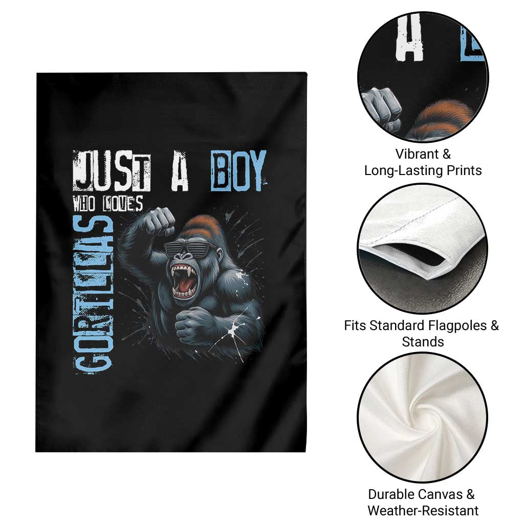 Just A Boy Who Loves Gorillas Garden Flag Gorilla Lover Gift - Wonder Print Shop