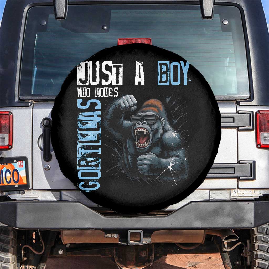 Just A Boy Who Loves Gorillas Spare Tire Cover Gorilla Lover Gift - Wonder Print Shop
