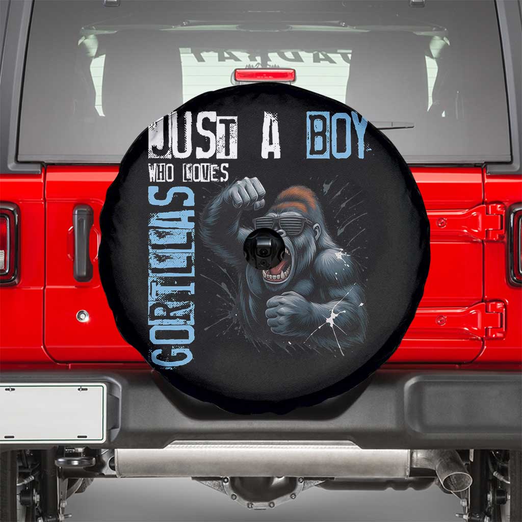 Just A Boy Who Loves Gorillas Spare Tire Cover Gorilla Lover Gift - Wonder Print Shop
