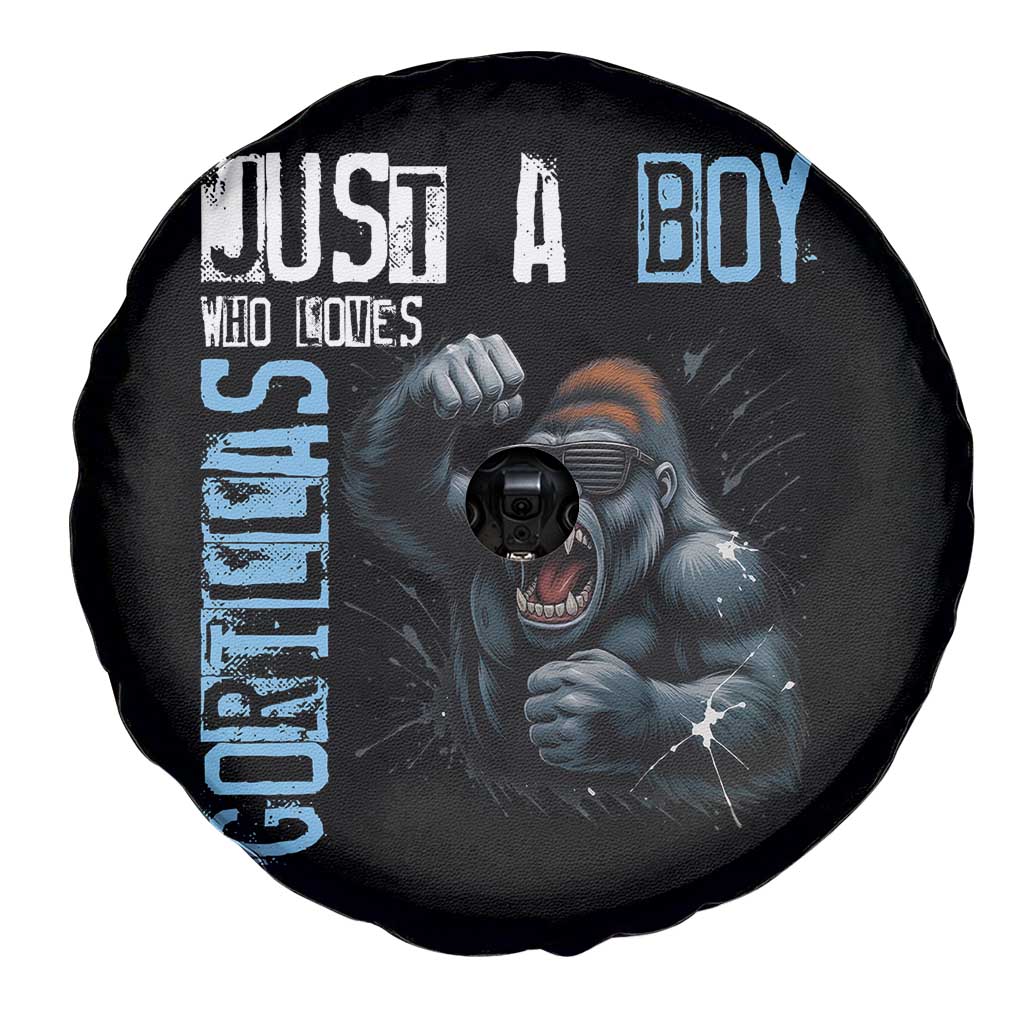 Just A Boy Who Loves Gorillas Spare Tire Cover Gorilla Lover Gift - Wonder Print Shop