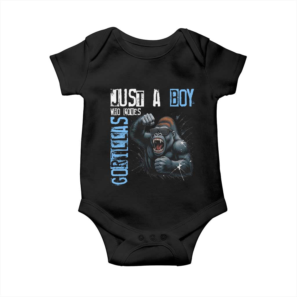 Just A Boy Who Loves Gorillas Baby Onesie Gorilla Lover Gift - Wonder Print Shop