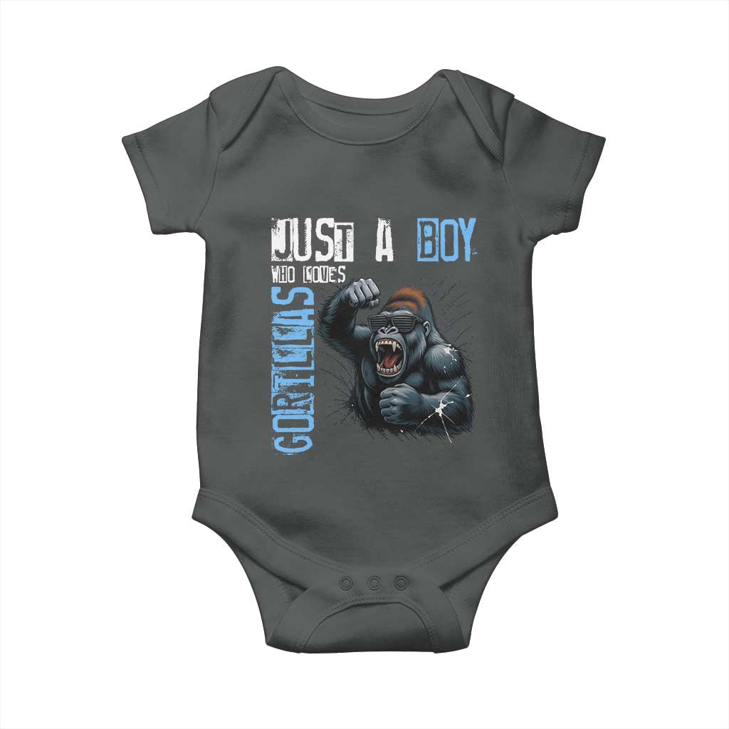 Just A Boy Who Loves Gorillas Baby Onesie Gorilla Lover Gift - Wonder Print Shop