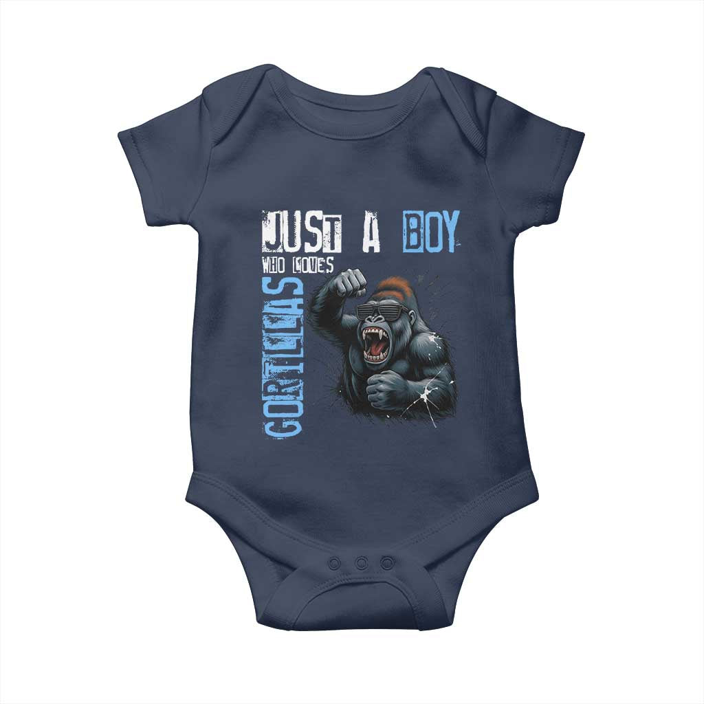 Just A Boy Who Loves Gorillas Baby Onesie Gorilla Lover Gift - Wonder Print Shop