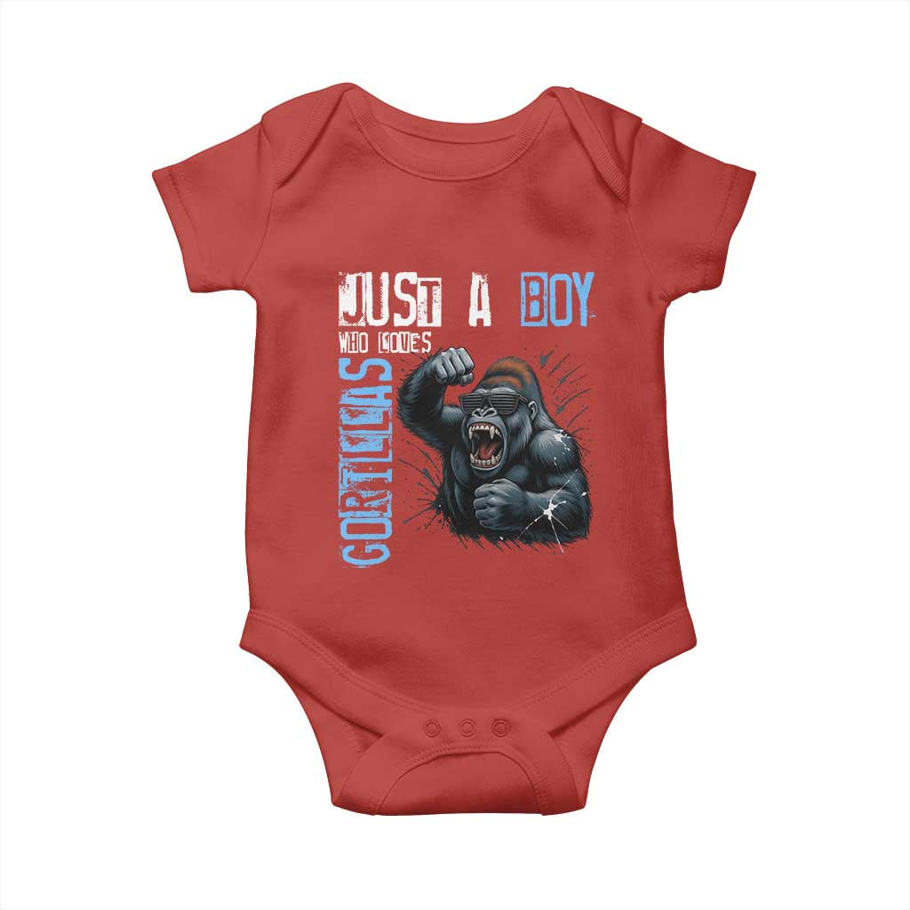 Just A Boy Who Loves Gorillas Baby Onesie Gorilla Lover Gift - Wonder Print Shop