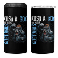 Just A Boy Who Loves Gorillas 4 in 1 Can Cooler Tumbler Gorilla Lover Gift
