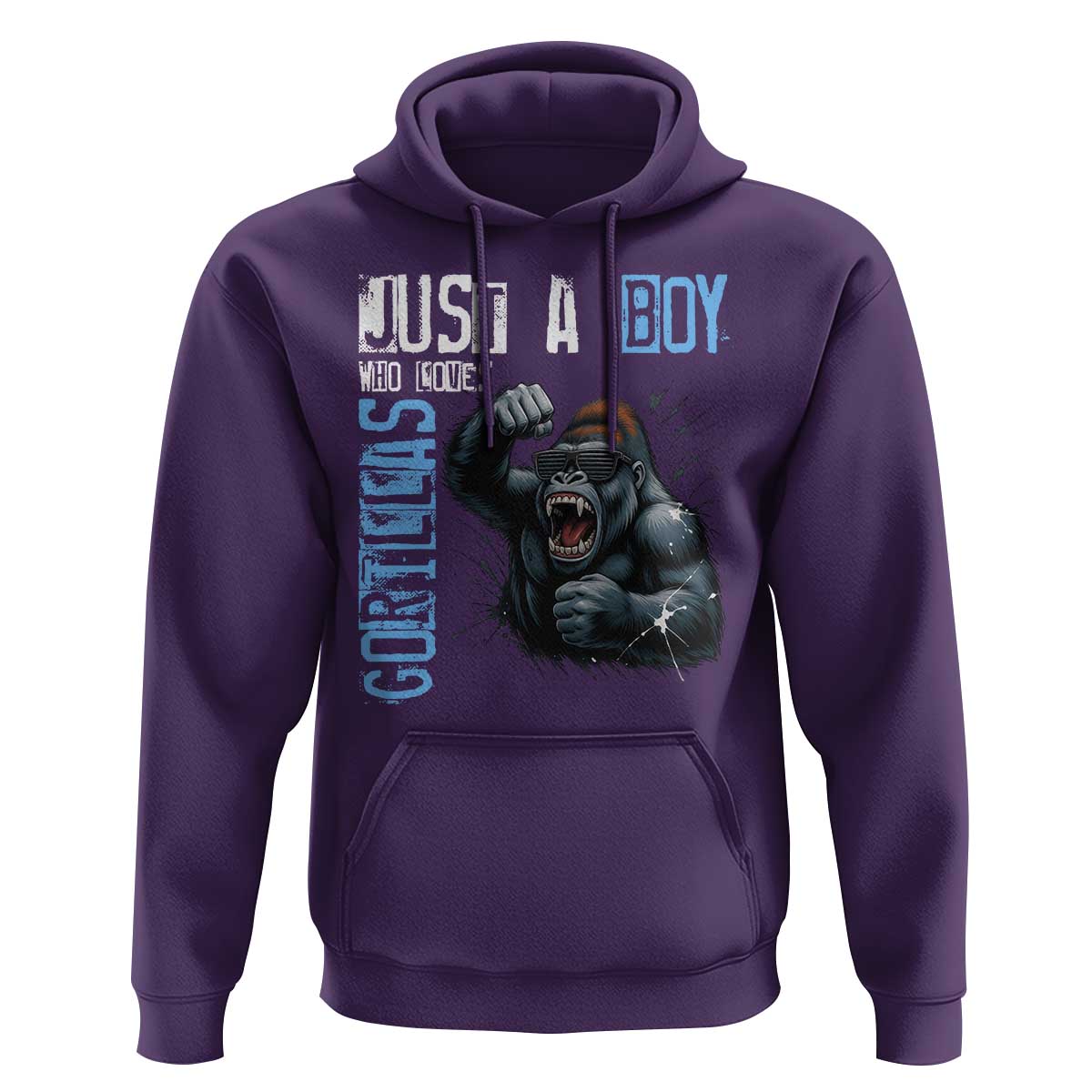 Just A Boy Who Loves Gorillas Hoodie Gorilla Lover Gift - Wonder Print Shop