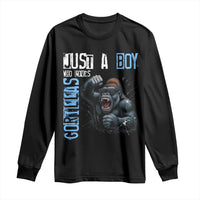 Just A Boy Who Loves Gorillas Long Sleeve Shirt Gorilla Lover Gift - Wonder Print Shop