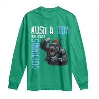 Just A Boy Who Loves Gorillas Long Sleeve Shirt Gorilla Lover Gift - Wonder Print Shop