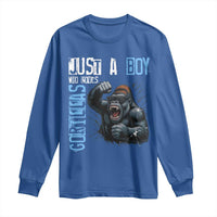 Just A Boy Who Loves Gorillas Long Sleeve Shirt Gorilla Lover Gift - Wonder Print Shop