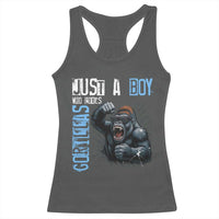 Just A Boy Who Loves Gorillas Racerback Tank Top Gorilla Lover Gift - Wonder Print Shop