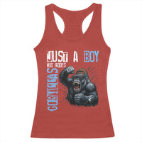 Just A Boy Who Loves Gorillas Racerback Tank Top Gorilla Lover Gift - Wonder Print Shop