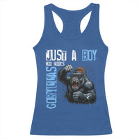 Just A Boy Who Loves Gorillas Racerback Tank Top Gorilla Lover Gift - Wonder Print Shop