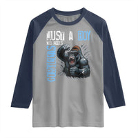 Just A Boy Who Loves Gorillas Raglan Shirt Gorilla Lover Gift - Wonder Print Shop