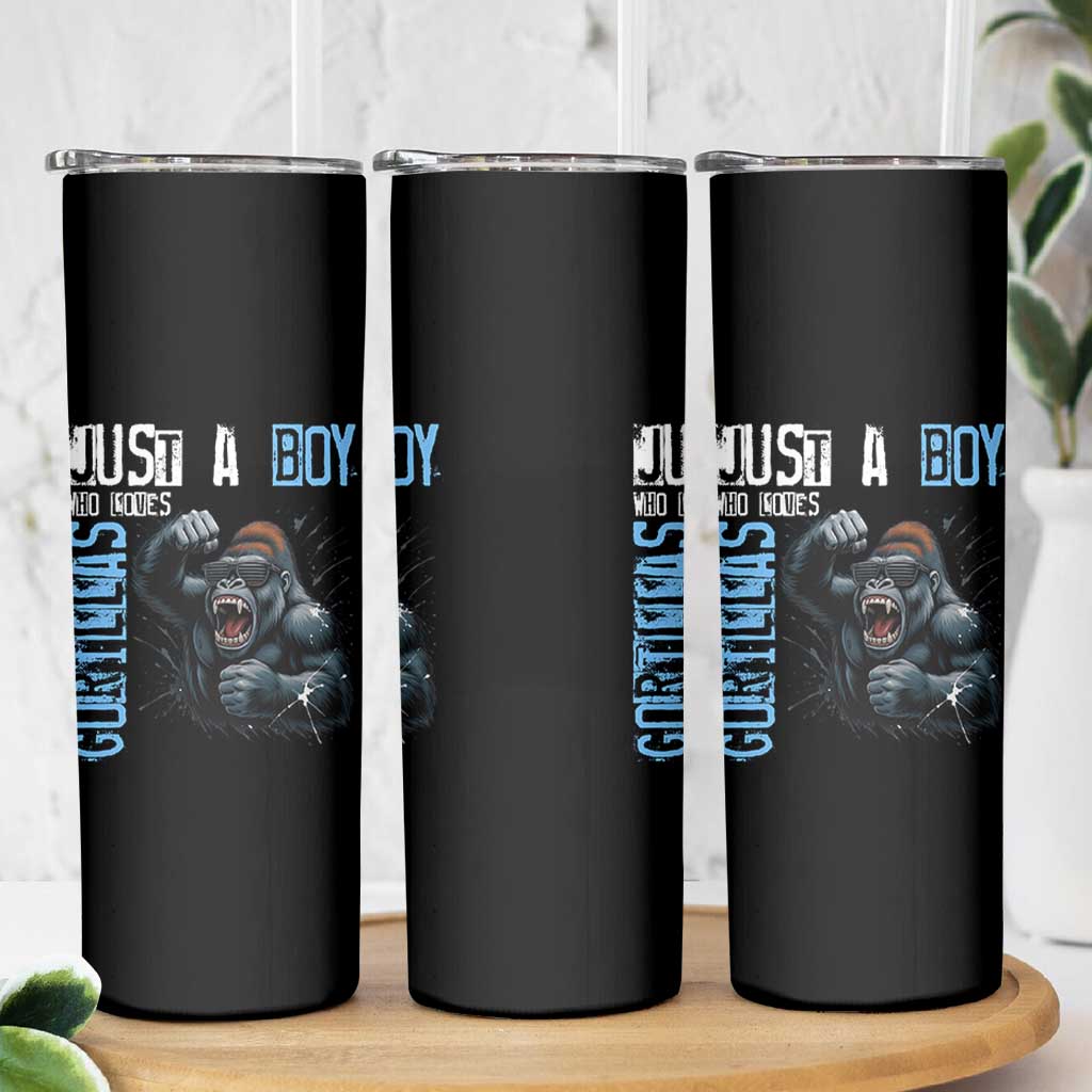 Just A Boy Who Loves Gorillas Skinny Tumbler Gorilla Lover Gift