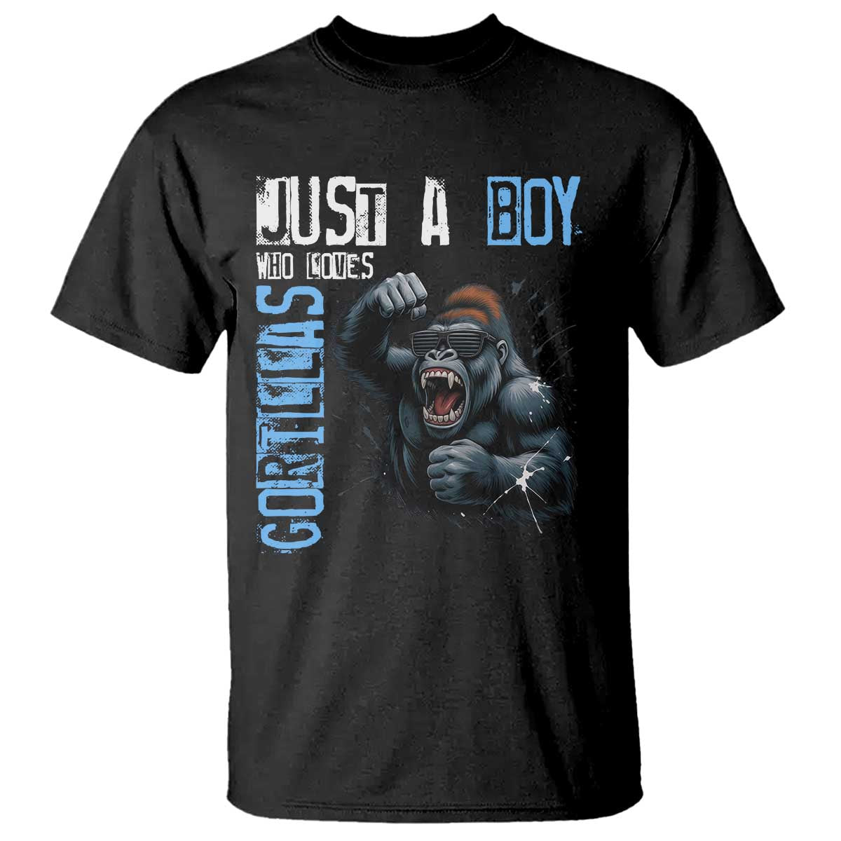 Just A Boy Who Loves Gorillas T Shirt Gorilla Lover Gift - Wonder Print Shop