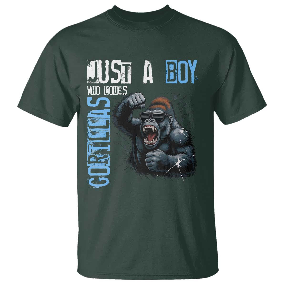 Just A Boy Who Loves Gorillas T Shirt Gorilla Lover Gift - Wonder Print Shop