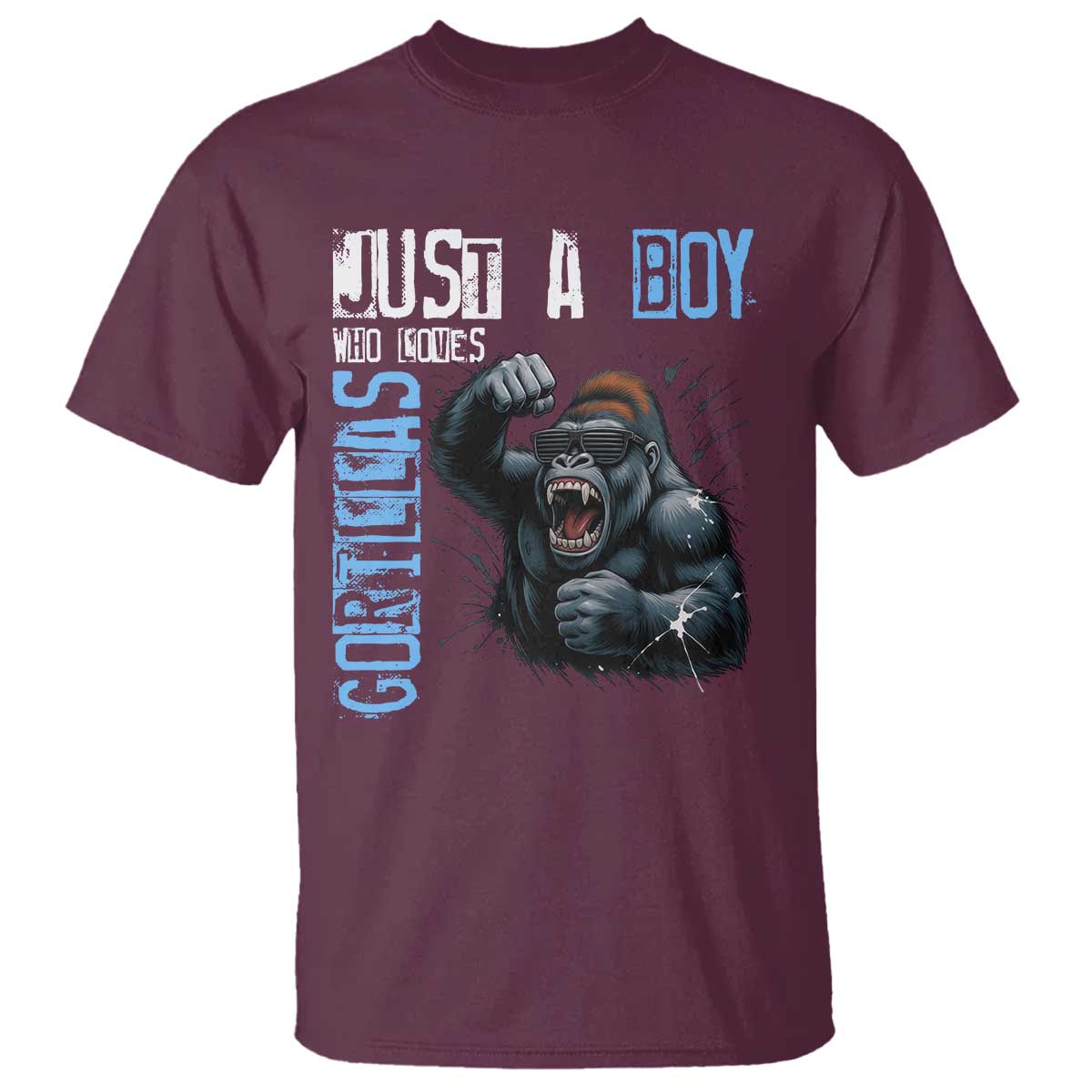 Just A Boy Who Loves Gorillas T Shirt Gorilla Lover Gift - Wonder Print Shop