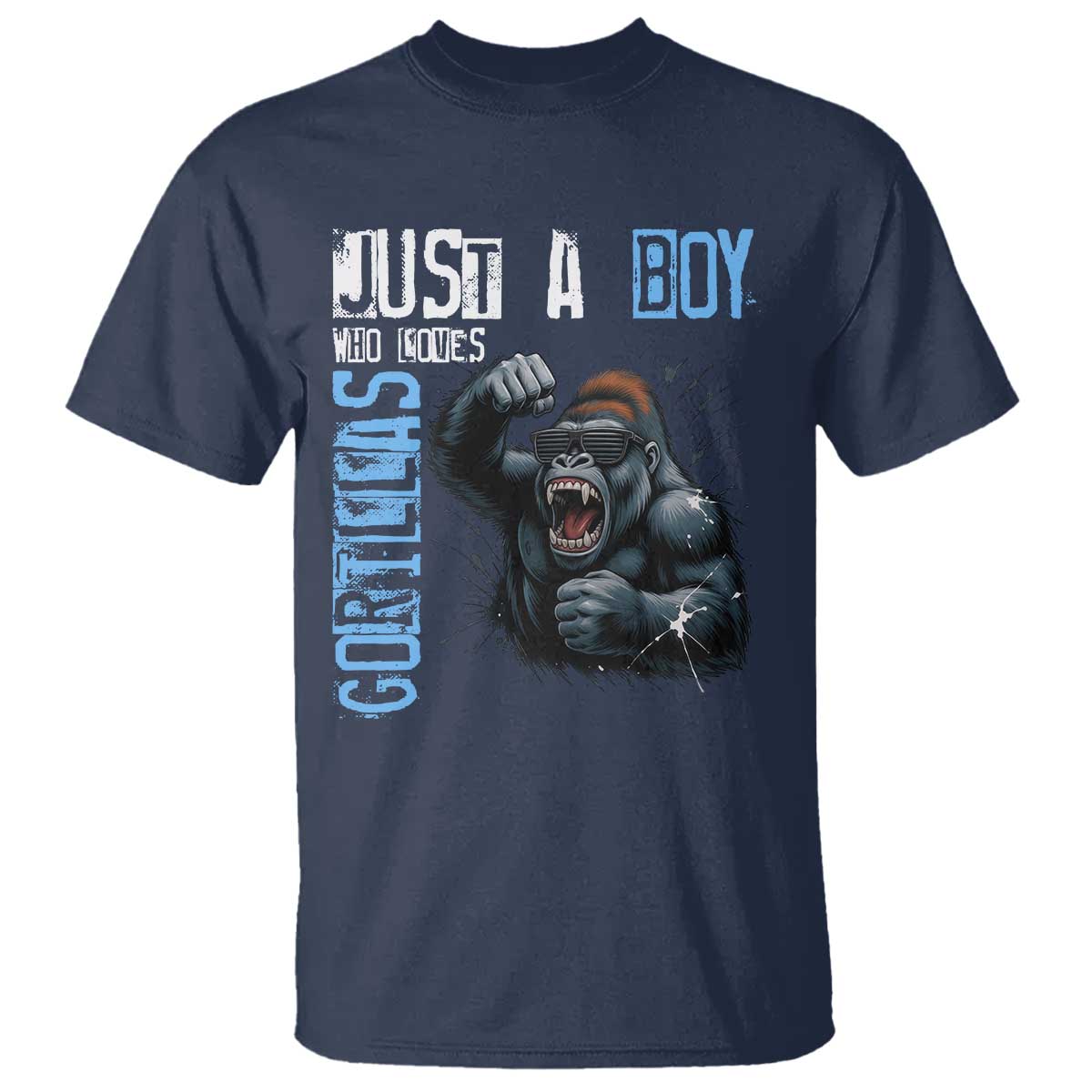 Just A Boy Who Loves Gorillas T Shirt Gorilla Lover Gift - Wonder Print Shop