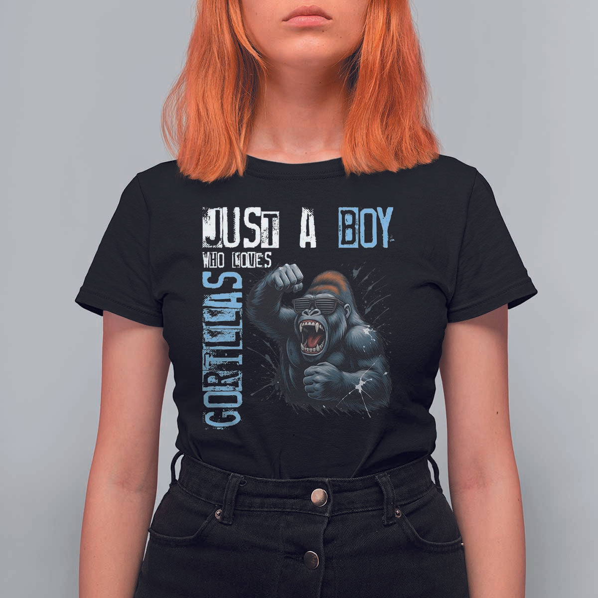 Just A Boy Who Loves Gorillas T Shirt For Women Gorilla Lover Gift - Wonder Print Shop