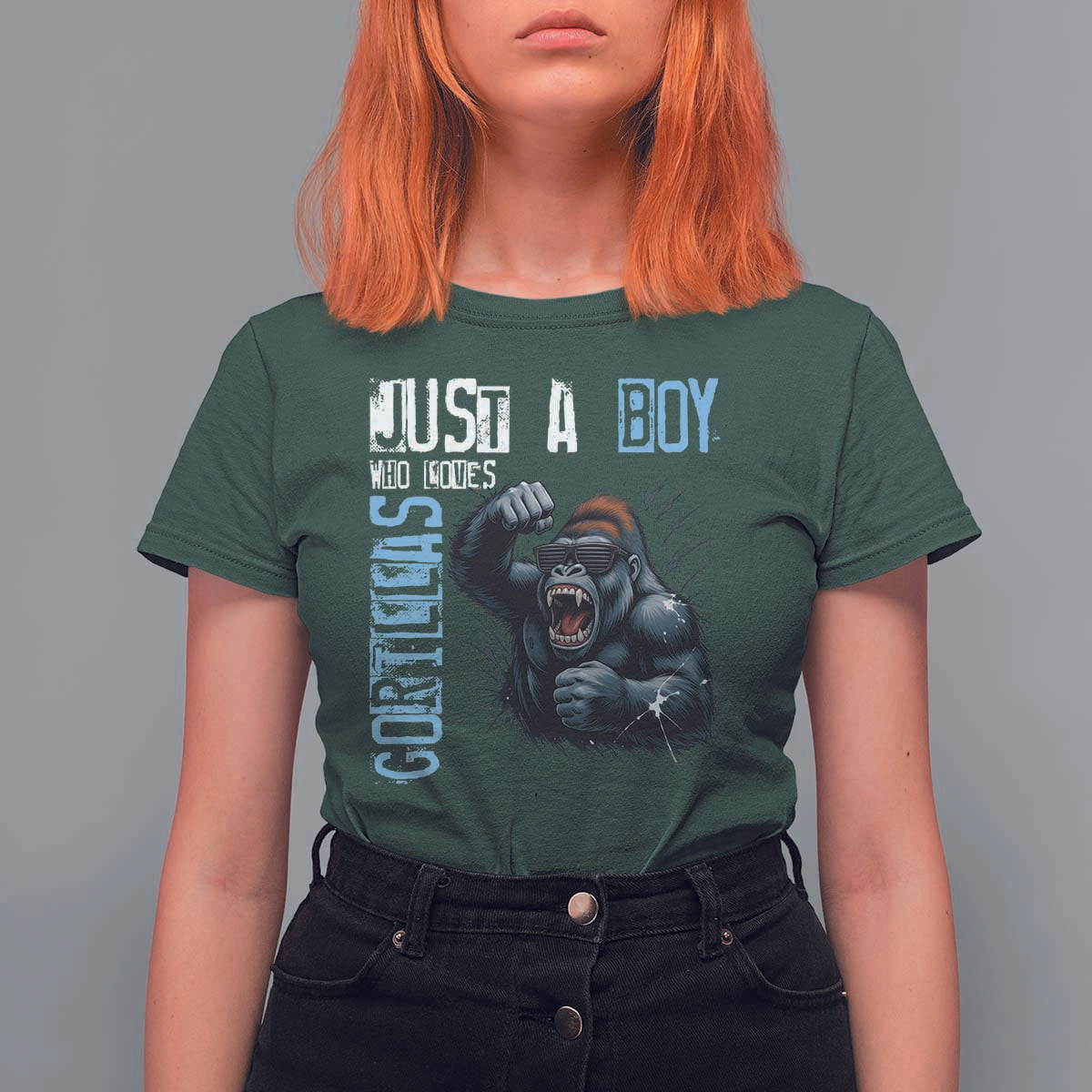 Just A Boy Who Loves Gorillas T Shirt For Women Gorilla Lover Gift - Wonder Print Shop