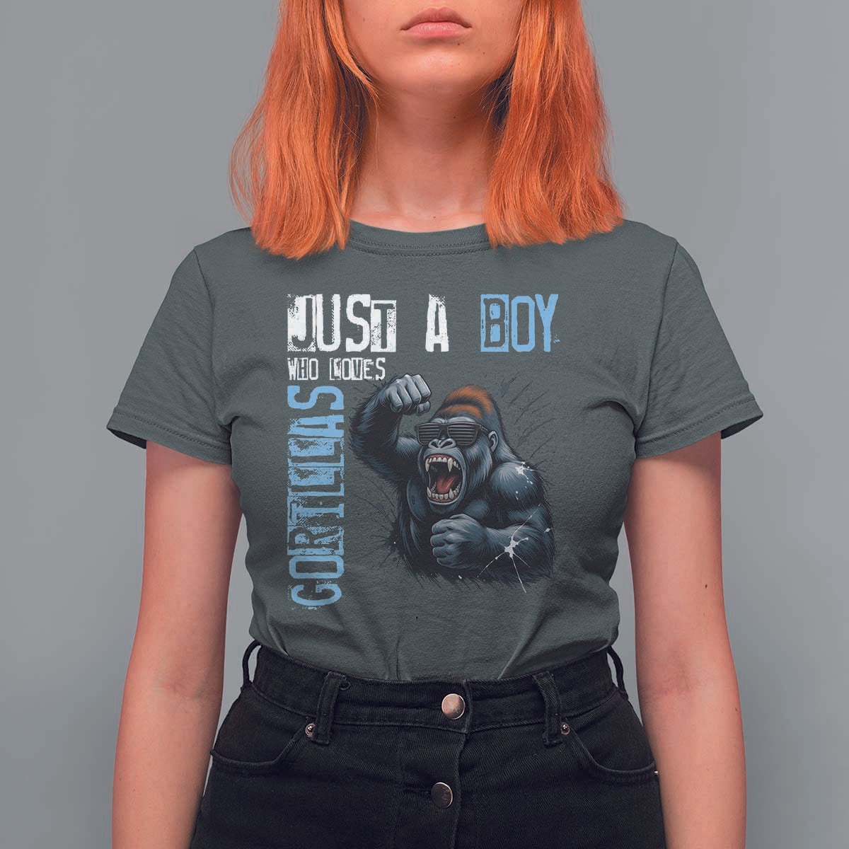 Just A Boy Who Loves Gorillas T Shirt For Women Gorilla Lover Gift - Wonder Print Shop