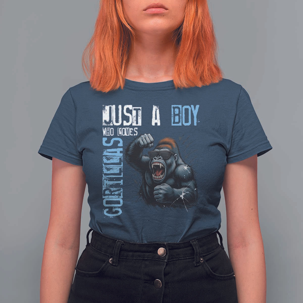 Just A Boy Who Loves Gorillas T Shirt For Women Gorilla Lover Gift - Wonder Print Shop