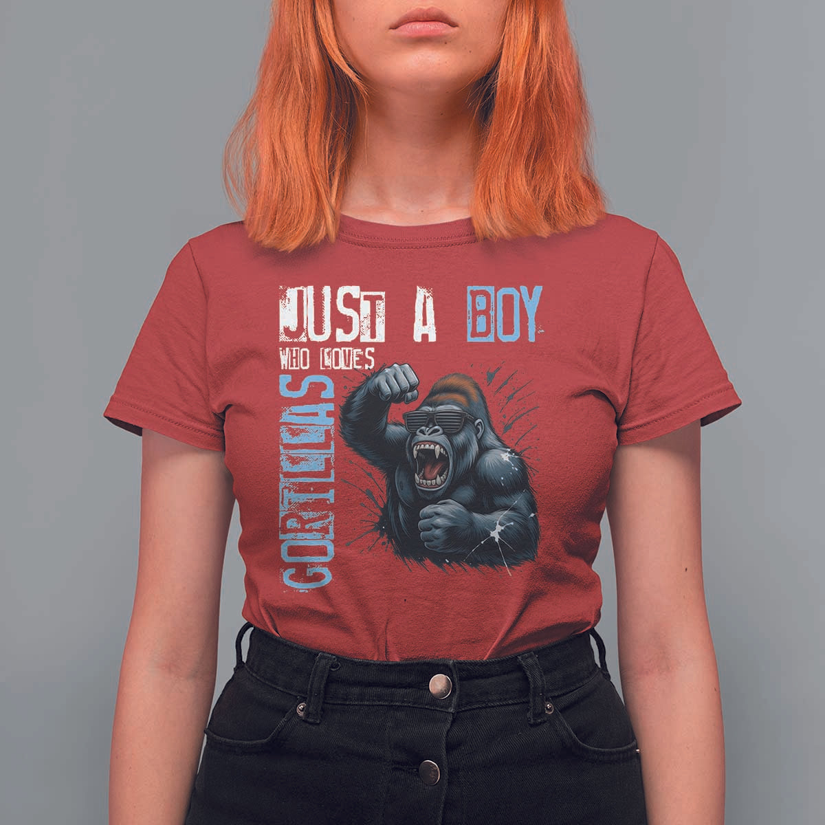 Just A Boy Who Loves Gorillas T Shirt For Women Gorilla Lover Gift - Wonder Print Shop