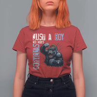 Just A Boy Who Loves Gorillas T Shirt For Women Gorilla Lover Gift - Wonder Print Shop