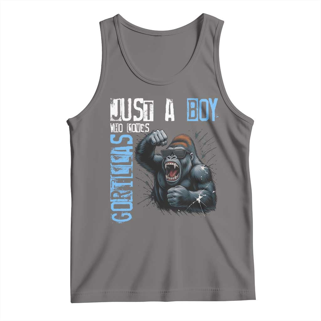 Just A Boy Who Loves Gorillas Tank Top Gorilla Lover Gift - Wonder Print Shop