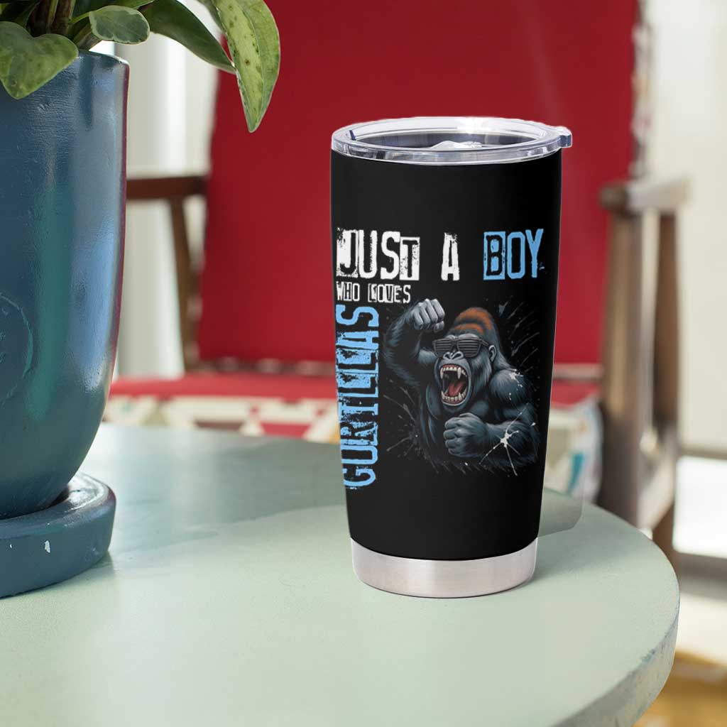 Just A Boy Who Loves Gorillas Tumbler Cup Gorilla Lover Gift