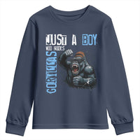 Just A Boy Who Loves Gorillas Youth Sweatshirt Gorilla Lover Gift - Wonder Print Shop