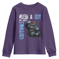 Just A Boy Who Loves Gorillas Youth Sweatshirt Gorilla Lover Gift - Wonder Print Shop