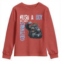 Just A Boy Who Loves Gorillas Youth Sweatshirt Gorilla Lover Gift - Wonder Print Shop