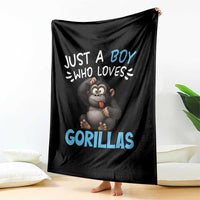 Funny Gorilla Lover Gift Throw Blanket Just A Boy Who Loves Gorillas - Wonder Print Shop