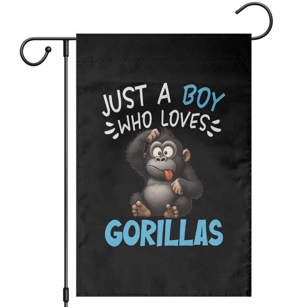 Funny Gorilla Lover Gift Garden Flag Just A Boy Who Loves Gorillas - Wonder Print Shop