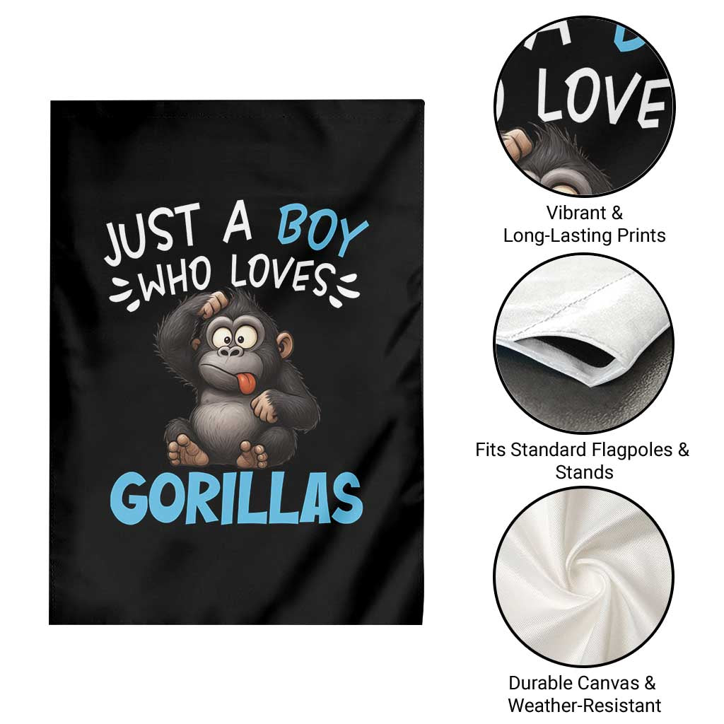 Funny Gorilla Lover Gift Garden Flag Just A Boy Who Loves Gorillas - Wonder Print Shop