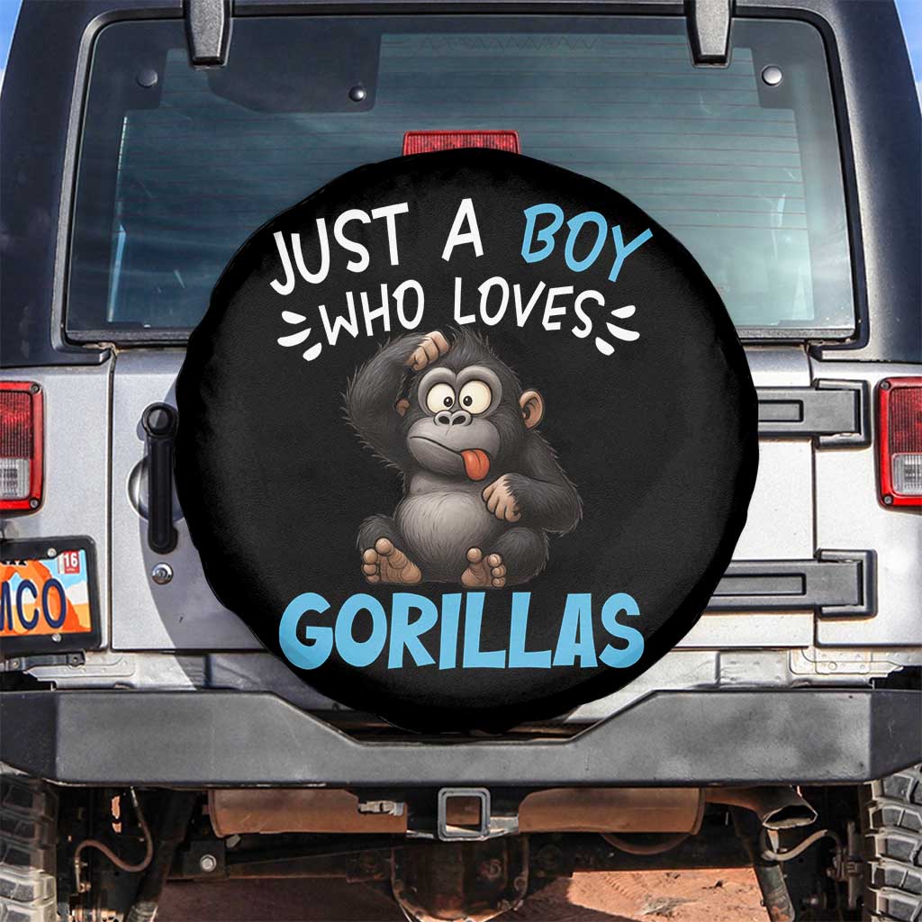 Funny Gorilla Lover Gift Spare Tire Cover Just A Boy Who Loves Gorillas - Wonder Print Shop