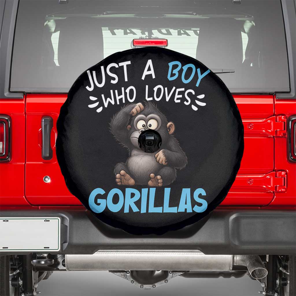 Funny Gorilla Lover Gift Spare Tire Cover Just A Boy Who Loves Gorillas - Wonder Print Shop